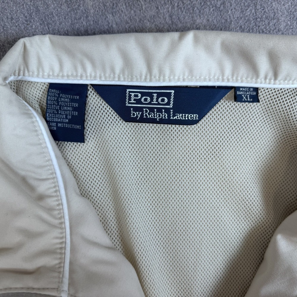 Polo Ralph Lauren 1/4 Zip Pullover Jacket Mens XL Beige Mesh Lined Windbreaker - Picture 4 of 12